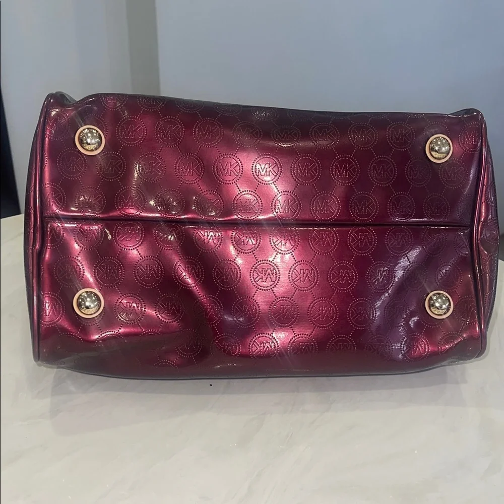 “Michael Kors” ✨ Women’s Hand Bag Purple/Burgundy Patent Leather Grayson Satchel - Picture 8 of 16